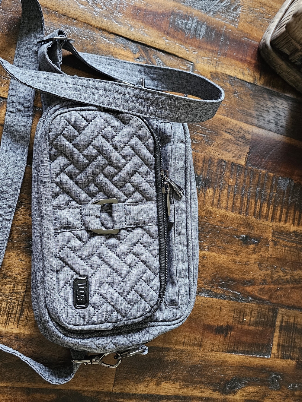 lug Carousal Quilted Light Gray Crossbody Bag